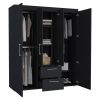 Bariloche Wardrobe, Multi-Section Storage with Hanging Rods, Shelves, and 2 Drawers Black