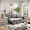 77 Inch Reversible Sectional Storage Sleeper Sofa Bed , L-Shape 2 Seat Sectional Chaise With Storage , Skin-Feeling Velvet Fabric