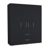 Bariloche Wardrobe, Multi-Section Storage with Hanging Rods, Shelves, and 2 Drawers Black