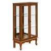 Curio Cabinet Lighted Curio Diapaly Cabinet with Adjustable Shelves and Mirrored Back Panel, Tempered Glass Doors (Oak, 3 Tier)