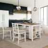 White Color Solid wood Set of 2pcs Counter Height Chairs Dining Room Furniture Ladder Back Light Taupe Padded Fabric Seat Cushions Chairs