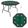 48" Octagon Folding Poker Table 8 Player Casino Texas Poker Mat, Stainless Steel Cup Holder
