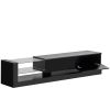 On-Trend TV Stand with Two Media Storage Cabinets Modern High Gloss Entertainment Center for 75 Inch TV