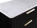 1pc Contemporary 6-Drawer Black White Top Dresser Metal Knobs Modern Design Wooden Bedroom Furniture