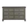 Transitional-Rustic Style Coffee and Antique Gray 6-Drawer Dresser 1pc Flat Knobs Classic Bedroom Furniture