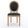 French Style Solid Wood Frame Antique Painting,Hand-pulled buckle decoration PU artificial leather Dining Chair with Nailhead Trim ,Wood Legs,Set of 2