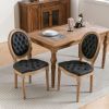French Style Solid Wood Frame Antique Painting,Hand-pulled buckle decoration PU artificial leather Dining Chair with Nailhead Trim ,Wood Legs,Set of 2