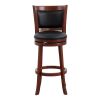 Comfortable Swivel Pub Height Chair 1pc Dark Cherry Finish Faux Leather Upholstery Solid Wood Furniture, Swivel Bar Chair