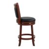 Comfortable Swivel Counter Height Chair 1pc Dark Cherry Finish Faux Leather Upholstery Solid Wood Furniture