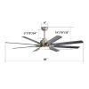 66 Inch Low Profile Ceiling Fan with Dimmable Lights and Smart Remote Control 6 Speed Reversible Noiseless DC Motor for Indoor