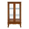 Curio Cabinet Lighted Curio Diapaly Cabinet with Adjustable Shelves and Mirrored Back Panel, Tempered Glass Doors (Oak, 3 Tier)