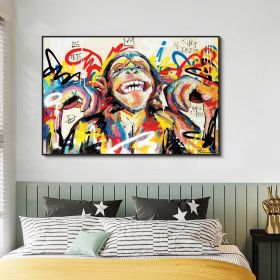 Hand Painted Oil Painting Abstract Portrait Wall Art Hand painted-Laughing Monkey Oil Paintings On Canvas-Hand Made Wall Graffiti-For Home Decoration (style: 01, size: 150X220cm)
