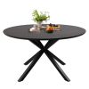 53" Mid-Century Modern Round Dining Table for 4-6 Person W/Solid Metal Legs