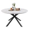53" Mid-Century Modern Round Dining Table for 4-6 Person W/Solid Metal Legs
