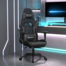 Massage Gaming Chair with Footrest Black&Gray Faux Leather (Color: Gray)