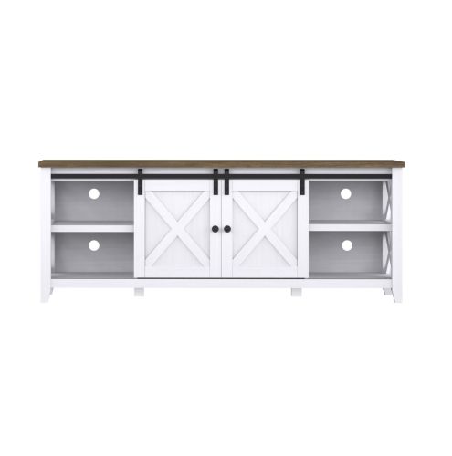 TV Stand for TVs Up to 65", Modern Farmhouse Wood Entertainment Center, Media Console Table with Storage Cabinet & Adjustable Shelves