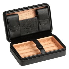 Galiner Spain Cedar Wood Cigar Humidor Portable Travel Leather Cigar Case Outdoor Storage Cigar Tool (Color: HC-117B-WU)