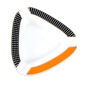 Portable Ceramic Ashtray Outdoor Car Cigar Ashtray Home Pocket 3 Cigar Holder Smoking Ash Tray Tobacco Tools (Color: C Logo White)