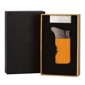 Portable Two In One Cigar Lighter with Drill Practical Cigar Accessories Set Tobacco Torch Lighter Sharp Cutter with Gift Box (Color: with gift box)