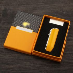Metal Butane Gas Refillable Cigar Torch Lighter Practical Tobacco Lighter Household Travel Smoking Accessory with Gift Box (Color: LC-11Y)