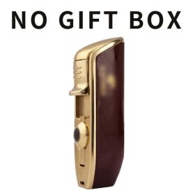 Metal Windproof Mini Pocket Cigar Lighter 3 Jet Blue Flame Torch Cigarette Lighters With Cigar Punch Gift Box (Color: Red No Box)