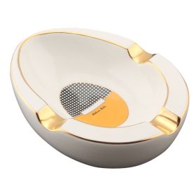Large Ceramic Cigar Ashtray Home Round Living Room Creative 3 Cigar Holder Stand Cenicero For Cigar Tobacco Cigarette Ashtrays (Color: Orange)