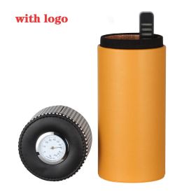 GALINER Travel Cigar Case Leather Portable Cigar Humidor Box Humidifier Hygrometer Accessories (Color: C Logo Yellow)