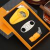 GALINER Travel Cigar Accessories Set Metal Butane Gas Lighter Cigar Cutter Tobacco Guillotine Home Ceramic Cigar Ashtrays
