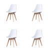 Mid Century Modern Dining Chairs, with Wood Legs, Armless Kitchen Chairs, Shell Lounge Plastic Side Chair with Soft Padded Kitchen, Dining Room