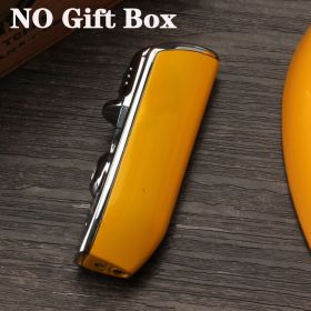 Luxury Red Cloud Snake Mouth Shape Metal Windproof 3 Torch Jet Flame Cigarette Cigar Lighter with Cigar Punch Pocket Lighter (Color: Yellow No Box)