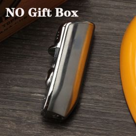 Luxury Red Cloud Snake Mouth Shape Metal Windproof 3 Torch Jet Flame Cigarette Cigar Lighter with Cigar Punch Pocket Lighter (Color: Silver no box)
