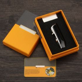 Luxury Snake Mouth Shape Metal Windproof 3 Torch Jet Flame Cigarette Cigar Lighter w/ Built-in Cigar Punch w/ Gift Box (Color: Black)