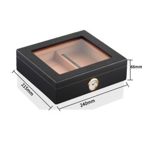 Humidor Cigar Case Travel Cigar Box Accessories Cedar Wood Humidifier Hygrometer (Color: Black)
