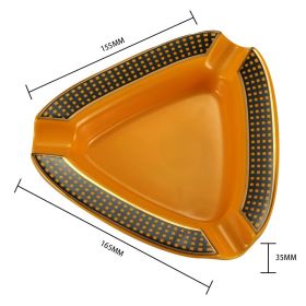 Portable Cigar Ashtray Home Ceramic Ashtray Luxury Tobacco 4 Rest Holder Cigar Ash Tray (Color: C Logo Yellow)