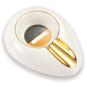 Ceramics Ashtray Home 3 Holder Portable Cigar Ashtrays Smoking Cigarette Ash Tray Cigar Accessories (Color: Gray)