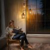 Boho Rattan Floor Lamp - Standing Lamps for Living Room  Dimmable Floor Lamp with Cage Shade