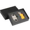 Portable Two In One Cigar Lighter with Drill Practical Cigar Accessories Set Tobacco Torch Lighter Sharp Cutter with Gift Box