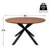 53" Mid-Century Modern Round Dining Table for 4-6 Person W/Solid Metal Legs