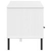 TV Stand with Metal Legs White Solid Wood Pine OSLO