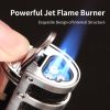 Portable Outdoor Smoking Use Torch Lighters Metal Butane Gas Refillable Cigar Lighter W/ Sharp Drill Useful Smoking Accessory