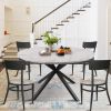 53" Mid-Century Modern Round Dining Table for 4-6 Person W/Solid Metal Legs