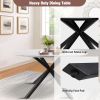 53" Mid-Century Modern Round Dining Table for 4-6 Person W/Solid Metal Legs