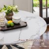 53" Mid-Century Modern Round Dining Table for 4-6 Person W/Solid Metal Legs
