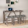 Bar Table Set with Power Outlet, Bar Table and Chairs Set, 4 Piece Dining Table Set, Industrial Breakfast Table Set, for Living Room, Dining Room