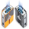 GALINER Cigar Lighter Gas Butane Refilling Metal Windproof 3 Jet Torch Lighters W/ Puncher Drill Cigar Accessories