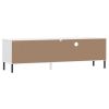 TV Stand with Metal Legs White Solid Wood Pine OSLO