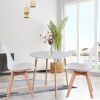 Mid Century Modern Dining Chairs, with Wood Legs, Armless Kitchen Chairs, Shell Lounge Plastic Side Chair with Soft Padded Kitchen, Dining Room