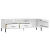 TV Stand with Metal Legs White Solid Wood Pine OSLO
