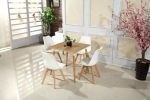 Mid Century Modern Dining Chairs, with Wood Legs, Armless Kitchen Chairs, Shell Lounge Plastic Side Chair with Soft Padded Kitchen, Dining Room
