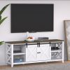 TV Stand for TVs Up to 65", Modern Farmhouse Wood Entertainment Center, Media Console Table with Storage Cabinet & Adjustable Shelves
